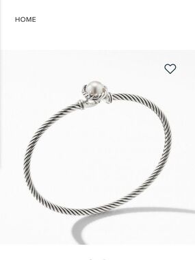 David Yurman Sterling Silver Twisted Cable Bangle with Pearl Accent